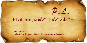 Platzerjanó Lázár névjegykártya